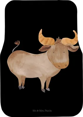Produktbild von Mr. & Mrs. Panda Fußmatte Auto Sternzeichen Stier - Schwarz - Geschenk, Geburtstag Mai, Auto-Fußmatte, Fürs, Autoteppich, Automatte, Ochse, April, Rind