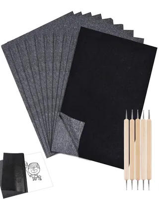 Kohlepapier A4, 50 Blatt, schwarz, mit 5 Reliefstiften