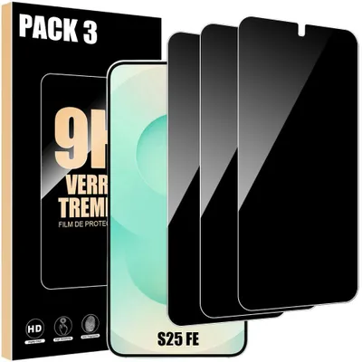 Image de Protection Verre Trempé Anti-espion pour Samsung Galaxy S25 FE - Lot de 3