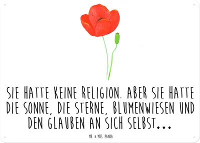 Produktbild von Mr. & Mrs. Panda Schild Blume Mohnblume DIN A3 - Weiß - Geschenk, Respekt, Mohn, Religion, Retro Blechschild, Türschild, Metall, Motivation, Wandbild, Selbstliebe, Garten