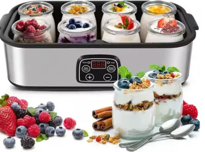 Joghurt-Maschine 0-48 Stunden Timing 8 Tassen Automatische Temperaturkontrolle Elektrischer Joghurt-Maker für Zuhause EU Stecker 220V