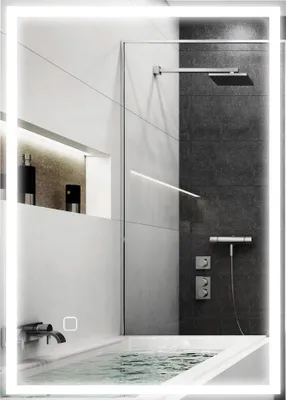 Zdjęcie produktu dla Lustro łazienkowe HOMCOM z oświetleniem, 70 x 50 cm, lustro ścienne LED z włącznikiem dotykowym, funkcją pamięci, 3 kolory światła, lustro z oświetleniem bez zaparowania, srebrne
