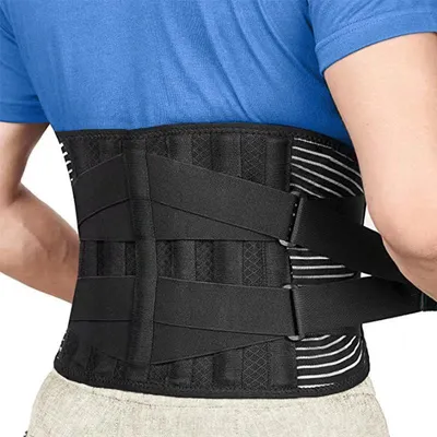 Produktbild von Penelife Rückenstützgürtel für Damen und Herren - Hilft bei Rückenschmerzen, Bandscheibenvorfall, Ischias, Skoliose - Atmungsaktive Rückenbandage schwarz, Größe: XL (115 - 140 cm)