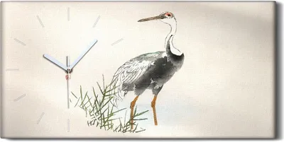 Produktbild von Wanduhr Bürouhr Leinwand Bild 60x30 Malerei Asiatische Tier Vogel Kunst - weiße Hände