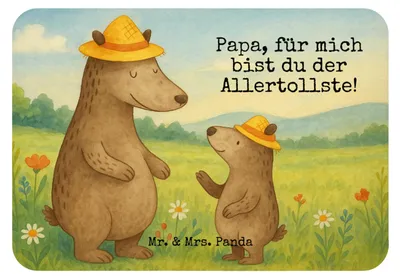 Produktbild von Mr. & Mrs. Panda magnet Bären mit Hut Design - Weiß - Geschenk, zettelhalter, Vorbild, whiteboardmagnet, Muttertag, haftmagnet, Family, Familie, Vatertag, holzmagnet