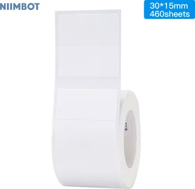 Zdjęcie produktu dla Papier do druku termicznego Niimbot biały 30 * 15 mm 460 arkuszy / rolka do drukarki etykiet B21 z kodem kreskowym, wodoodporny, olejoodporny, odporny na rozdarcie do drukarki termicznej B3S / B11 / B21