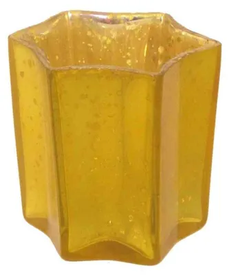 Produktbild von Glas-Teelicht STERN 8cm. Teelichtglas teilw. verspiegelt GELB