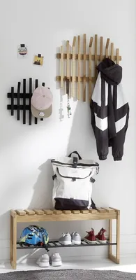 Produktbild von Garderoben-Set >BANTRY< (3-teilig) in Eiche / schwarz - 100x190x30 (BxHxT)