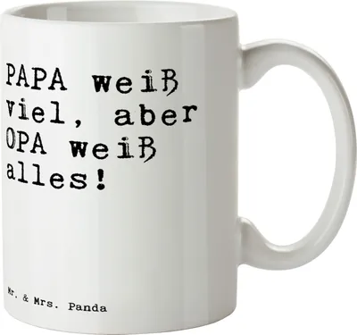 Produktbild von Mr. & Mrs. Panda Pott PAPA weiß viel, aber... - Weiß - Geschenk, Großeltern, Opa, Geschenke für Männer, Spruch Sprüche Weisheiten Zitate Lustig Weisheit Worte, Teepott