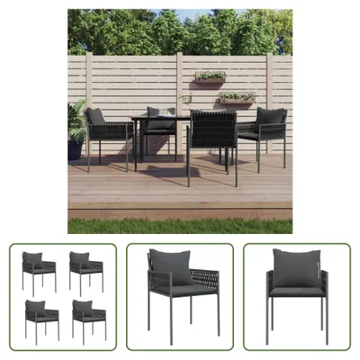 Produktbild von The Living Store Gartenstühle mit Kissen 4 Stk. Schwarz 54x61x83 cm Poly Rattan