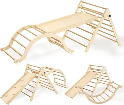 Imagen del producto de Estructura de escalada Montessori 7 en 1 para interiores, a partir de 3 años (madera, modelo L)