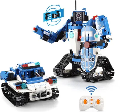Obrázok produktu pre Zostavené stavebné bloky Diaľkové ovládanie Auto hračky 2-v-1 Deformácia Robot + Vozidlo Model Dovolenkové darčeky pre chlapcov C51049