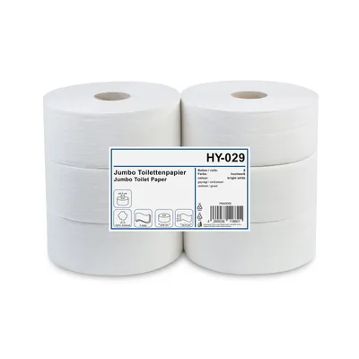 Produktbild von HyPaFol Jumbo-Toilettenpapier, 3-lagig, Zellstoff weiß, Ø 24 cm, 6 Rollen
