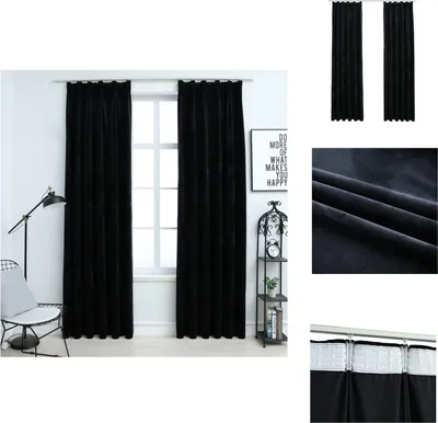Immagine prodotto di vidaXL Tende oscuranti con ganci 2 pezzi velluto nero 140x175 cm - Tende e tendaggi