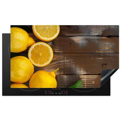Produktbild von KitchenYeah© Herdabdeckplatte Holz - Zitrone - Braun - Gelb , 91x52cm, Küche Deko, Glaskeramikkochfeld Herdabdeckung, Abdeckplatte fùr Kochfeld