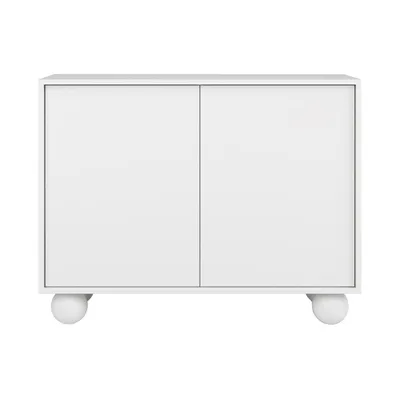 Produktbild von BEAUTYSOFA | Kommode ADEL 100 cm – Kommode mit 2 Türen, Modernes Sideboard mit kugelförmigen Beinen, Weiß, minimalistisches Design, Push-to-Open