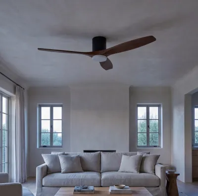 Image de Forlight - Ventilateur de plafond Stem Evo, Ø 1320 mm, Moteur DC silencieux, 30 W + LED 20 W, LED intégrée, CCT réglable, 3000 K - 4000 K - 5000 K, intensité variable, noir, pales en bois foncé