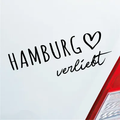 Produktbild von Auto Aufkleber Hamburg verliebt Herz Stadt Heimat Liebe Car 19x7 cm Schwarz Matt Sticker Heckscheibenaufkleber