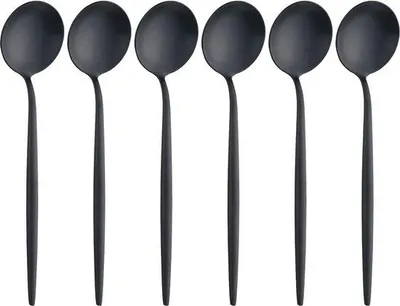 Produktbild von Edelstahl-Esslöffel, 6er-Set, schwarz, 12,5 cm, spülmaschinenfest