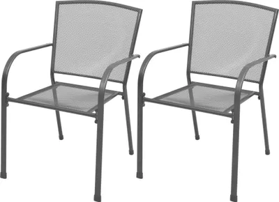 Produktbild von Stapelbare Gartenstühle 2 Stk. Stahl Grau