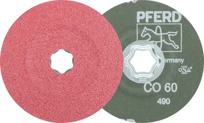 Produktbild von PFERD TOOLS COMBICLICK Keramikkorn Fiberscheibe Ø 115 mm CO60 für hohen Abtrag auf Stahl