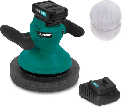 Produktbild von Vonroc Poliermaschine 20V - Ø240mm - Inkl. 2 Polierhauben - Inkl. 2.0Ah Akku und Schnellladegerät