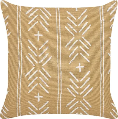 Produktbild von BELIANI Dekokissen Sandbeige und Weiß Baumwolle 45 x 45 cm Bezug mit Füllung Reißverschluss Geometrisches Muster Boho Wohnzimmer Schlafzimmer Deko