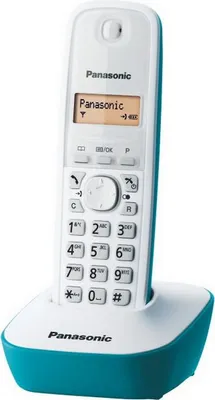 Produktbild von Panasonic KX-TG1611FRC, DECT-Telefon, 50 Eintragungen, Anrufer-Identifikation, Cyan, Weiß