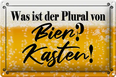 Produktbild von Blechschild  was ist Plural von Bier, 30 x 20 cm, Blechschilder Spruch Alkohol