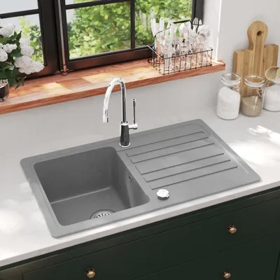 Produktbild von Design Granitspüle mit Abtropffläche Reversibel Grau, Spülen 2024 Neu