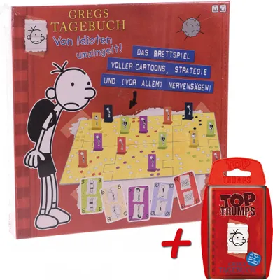 Produktbild von Brettspiel - Gregs Tagebuch - Von Idioten umzingelt! + Top Trumps Spiel Gesellschaftsspiel Kinder