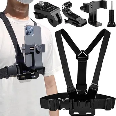 Produktbild von SUQ Multifunktions-Handy-Brusthalterung Gurthalter Verstellbarer Handy-Clip-Halter Hand-Selfie-Fixierungshalterung Fit für Sportkamera, Hand usw,Action-Kameragurte,Action Kamera Zubehör