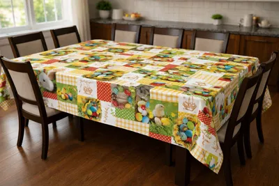 Produktbild von Wachstuchtischdecke Kücken und Osterhasen abwischbar 140 x 160 - 31618 - Ostern-bunt
