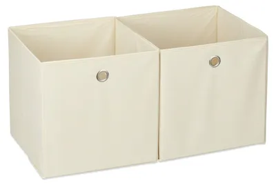 Produktbild von 4 x Aufbewahrungsboxen aus Stoff, quadratisch, für Regal, Würfelform 30x30x30 cm, beige