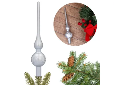Obrázek produktu pro Stříbrná špice, malá špička na vánoční stromek, vánoční ozdoba 20 cm