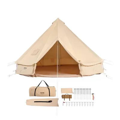 Produktbild von Tipi-Zelt mit Einer PVC-Bodenplane Glockenzelt Campingzelt 6 Personen Familienzelt 8 Fenster Gruppenzelt Jurten Zelt Für Outdoor-Abenteuer 4 X 2,5 M