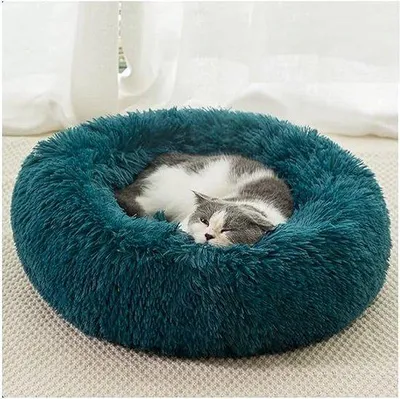 Image de Panier pour chaton, lit pour animal, pliable, pour chatons ou petits chiens, doux, en poils synthétiques moelleux, 60 cm