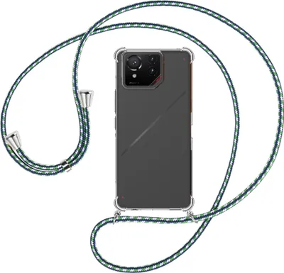 Produktbild von Handykette Backcover-Schutzhülle mit Band (Metall silberfarben) für ASUS ROG Phone 9 - grün/blau/weiß