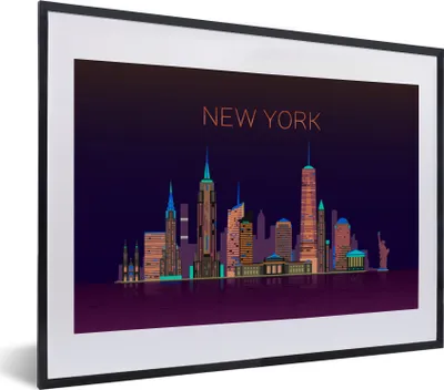 Produktbild von MuchoWow® MuchoWow® Gerahmtes Poster New York - Skyline - Amerika 40x30 cm - Poster mit zchwarzem Bilderrahmen - Bilderrahmen - Poster im Rahmen