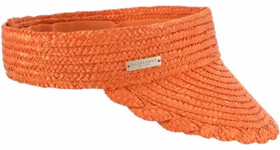 Seeberger faltbares Stroh-Visor aus Borte mit Klettverschluss in orange