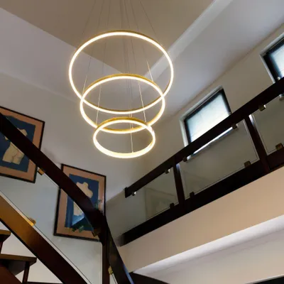 Produktbild von s.luce LED 3er-Ring Hängeleuchten Kombination Zentrisch Hängelampe Pendelleuchte Aluminium 150 | 120 | 100cm Rund