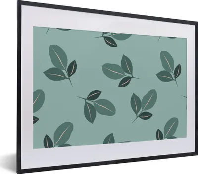 Produktbild von MuchoWow® Gerahmtes Poster Sommer - Blätter - Muster 40x30 cm - Poster mit Schwarzem Bilderrahmen Wandposter Rahmen Foto Bilder - Bilderrahmen - Poster im Rahmen