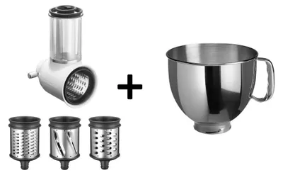 Produktbild von KitchenAid Set Edelstahlschüssel 5K5THSBP + Gemüseschneider 5KSMVSA