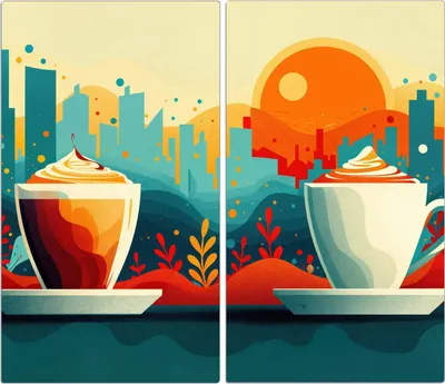 Produktbild von Spritzschutz Herdabdeckplatte Schneidebrett aus Glas Kaffee Am Abend 2-Teilig (60x52cm)
