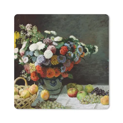 Produktbild von MuchoWow® Mauspad Mousepad Stillleben mit Blumen und Früchten - Claude Monet 20x20 cm - Mousepads - Maus Mat - Pad - Mausunterlage - Desk Mat - Bureauartikeln