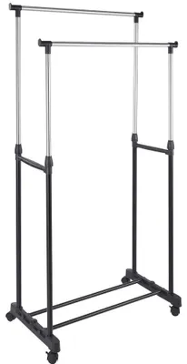 Image de BAKAJI, porte-vêtements extensible, en acier, avec roulettes, dimensions : 80 x 40