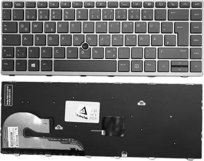 Immagine prodotto di Tastiera TEDESCA nera con cornice argentata, Trackpoint per HP EliteBook 840 G5