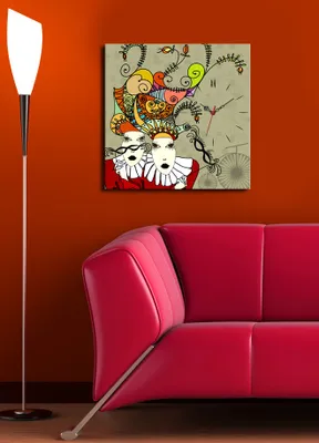 Produktbild von Opviq, 4545CS- CLA1654, Bunt, Wanduhren, 45 x 45, 100% Wildleder -Leinwand