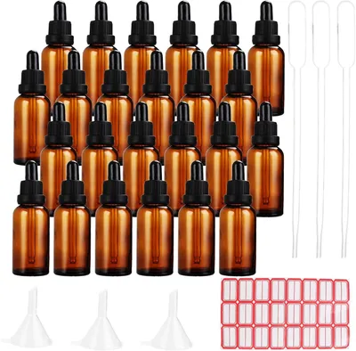 Produktbild von Pipettenflaschen 30 ml, 24er Set, Braunglas, Für ätherische Öle, Aromatherapie