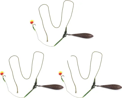 Produktbild von 3er-Pack Inline-Rig-Set zum Karpfenangeln mit Sinker-Gewichtsschwanz-Gummischlaeuchen, Anti-Tangle-aermeln, Schnellwechsel-Wirbeln